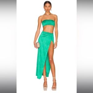 Karolyna Maxi Skirt Set in Teal